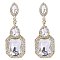 Brass Rhinestone Dangle Stud Earrings, with Glass, Rectangle, Golden, Clear, 60x23mm