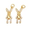 Brass Micro Pave Cubic Zirconia Pendants, Long-Lasting Plated, Rack Plating, Real 18K Gold Plated, with Jump Ring, Rabbit, 21x9x3mm