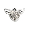 UV Plating Alloy Rhinestone Pendants, Heart with Wings Charms, Platinum, 11.5x16.5x3.5mm, Hole: 1.8mm