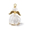 Faceted Glass Pendants, Angel Charm, with Antique Golden Alloy Wing and Golden Iron Loop & Glass Pearl Beads & Glass Seed Beads, Clear, 31x20x20mm, Hole: 2mm