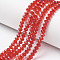 Glass Beads Strands, Faceted, Rondelle, Red, 2.3~2.7x2mm, Hole: 0.4mm, about 135~140pcs/strand, 26~27cm