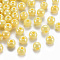 Opaque Acrylic Beads, AB Color Plated, Round, Yellow, 6x5mm, Hole: 1.8mm, about 4400pcs/500g