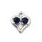 Brass Micro Pave Cubic Zirconia Pendants, Heart Charms, Rack Plating, Long-Lasting Plated, Cadmium Free & Lead Free, Platinum, Dark Blue, 10.5x10x2.5mm, Hole: 1.5mm