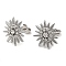 304 Stainless Steel Sun Stud Earings with Rhinestone, Stainless Steel Color, 14.5mm
