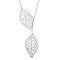 Fashion Filigree Rhodium Plated 925 Sterling Silver Pendant Lariat Necklace, with Leaves Pendant, Platinum, 15.7 inch(40cm)