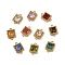 Ion Plating(IP) 304 Stainless Steel Cubic Zirconia Square Links Connector Charms, Real 18K Gold Plated, Mixed Color, 9.5x6.5x3mm, Hole: 0.9mm