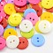 Acrylic Sewing Buttons, Plastic Buttons for Costume Design, 2-Hole, Dyed, Flat Round, Mixed Color, 12x2mm, Hole: 1mm