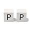 Wood European Beads, Large Hole Beads, Cube with Letter, Letter P, 30.5x30.5x29.5~30.5mm, Hole: 5mm