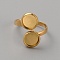 304 Stainless Steel Open Cuff Ring Components, Bezel Cup Ring Settings, Flat Round, Golden, Tray: 8mm, US Size 7 1/4(17.5mm)