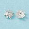 Brass Beads Caps, Multi-Petal, Cadmium Free & Lead Free, Flower, 925 Sterling Silver Plated, 8.5x3.5mm, Hole: 1mm