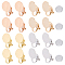 Brass Earring Settings, Clip-on Earring Findings, with Silicone Earring Pads, Mixed Color, 15.5x10mm, 4 colors, 4pcs/color, 16pcs