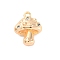 Brass Micro Pave Cubic Zirconia Pendants, Cadmium Free & Nickel Free & Lead Free, Mushrooms Charms, Real 18K Gold Plated, 13.5x10.5x5mm, Hole: 1.2mm