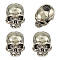 4Pcs Brass Beads, Skull, Antique Silver, 15.5x12.5x16.5mm, Hole: 5.5mm