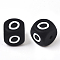 Food Grade Eco-Friendly Silicone Beads, Horizontal Hole, Cube, Black, Letter.O, 12x12x12mm, Hole: 2mm
