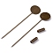 Brass Lapel Pin Base Settings, with Tray, Flat Round, Platinum, Tray: 10mm, 72mm