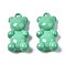 Spray Painted Brass Pendants, Bear, Medium Sea Green, 17x9x4.5mm, Hole: 0.9mm