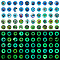 1 Bag Flatback Glass Cabochons, Half Round/Dome with Eye Pattern, Glow in the Dark, Mixed Color, 12mm