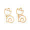 Ion Plating(IP) 304 Stainless Steel Pendants, for DIY Jewelry Making, Hollow Cat Shape, Real 18K Gold Plated, 16x9.5x1mm, Hole: 1.5mm
