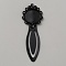 Alloy Bookmark Cabochon Settings, Flower, Black, 83x28x3.5mm