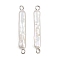 Natural Freshwater Pearl Keshi Pearl Stick Connector Charms, with 304 Stainless Steel Double Loops, White, Stainless Steel Color, 30~32x4~6x3.5~5mm, Hole: 1.6~2.5mm