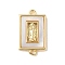 Brass Pave Natural White Shell Religion Connector Charms, Rectangle Virgin Links, Long-Lasting Plated, Lead Free & Cadmium Free, Rack Plating, Real 18K Gold Plated, 19.5x11x2mm, Hole: 1.2mm and 1.4mm