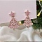 Alloy Dangle Stud Earrings, with Rhinestone, Christmas Tree, Golden, Rose, 38.5x21.5mm