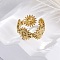 Sun 304 Stainless Steel Open Cuff Ring Components, Rhinestone Pad Ring Setting, Ion Plating(IP), Real 18K Gold Plated, Fit for 0.8mm and 1.6mm Rhinestone, Adjustable