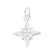 925 Sterling Silver Pave Clear Cubic Zirconia Star Charms, with Jump Rings & 925 Stamp, Silver, 13x11x1.5mm, Hole: 3.5mm