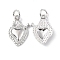 Rack Plating Brass Pendants, Cadmium Free & Lead Free, Long-Lasting Plated, with Jump Ring, Sacred Heart Charm, Platinum, 16x11x2mm, Hole: 3.2mm