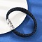 Braided Microfiber Leather Cord Bracelets for Women Men, with 304 Stainless Steel Magnetic Buckle, Prussian Blue, 8-7/8x1/2 inch(22.5x1.2~1.5cm)