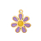 304 Stainless Steel Enamel Pendants, Flower, Ion Plating(IP), Plum, Real 18K Gold Plated, 11x10mm