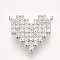 Brass Micro Pave Cubic Zirconia Pendants, Cadmium Free & Lead Free, Heart, Clear, Platinum, 14.5x16.5x2mm, Hole: 1mm
