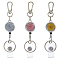 3Pcs 3 Colors Alloy & ABS Keychains, Glitter Powder, Platinum, Mixed Color, 107x22mm, 1pc/color