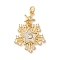 Rack Plating Brass Micro Pave Cubic Zirconia Pendants, with Shell and Jump Ring, Lead Free & Cadmium Free, Snowflake, Real 18K Gold Plated, 31x21x3mm, Hole: 3mm