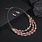 Alloy & Resin Rhombus Beaded Multilayer Necklace & Dangle Earring Sets, Platinum, Dark Salmon, 440mm