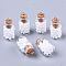 Glass Wishing Bottle Pendant Decorations, with Polystyrene Foam Inside, Cork Stopper and Iron Screw Eye Pin Peg Bails, White, 22x15mm, Hole: 2mm