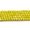 Opaque Solid Color Electroplate Glass Beads Strands, Pearl Luster Plated, Faceted, Bicone, Yellow, 4x4mm, Hole: 0.8mm, about 80~85pcs/strand, 30~32cm