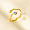 304 Stainless Steel with Natural Shell Cuff Open Rings for Women, Leaf, Real 18K Gold Plated, 9mm, Inner Diameter: 17mm