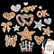 16Pcs 7 Styles Heart Hotfix Resin Rhinestone (Hot Melt Adhesive On The Back), Iron on Patches, Rhinestone Trimming, Jet, Mixed Color, 21~100.5x24.5~85.5x1.5~3mm