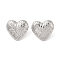 Non-Tarnish Heart 304 Stainless Steel Stud Earrings for Women, Stainless Steel Color, 24x26mm