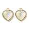 Alloy Resin Pendants, Heart, Cadmium Free & Nickel Free & Lead Free, Light Gold, 16.5x14x3.8mm, Hole: 1.8mm