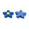 Opaque Resin Cabochons, Flower, Blue, 30x30x6.5mm