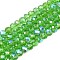 Electroplate Glass Beads Strands, Half Rainbow Plated, Faceted, Rondelle, Medium Sea Green, 3.5~3.8x3mm, Hole: 0.4mm, about 105~110pcs/strand, 29~31cm