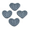 Handmade Polymer Clay Cabochons, Imitation Braided Pad, Heart, Dark Slate Gray, 19.5~22x24.5~26.5x4~5mm