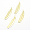 Brass Bookmarks, Lead Free & Cadmium Free & Nickel Free, Feather, Raw(Unplated), 53x12x1.5mm