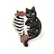 Halloween Enamel Pins, Alloy Lapel Pin Backs for Backpack Clothes, Cat with Skeleton & Rose, Black, 31x23mm