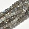 Faceted Round Natural Labradorite Bead Strands, 4mm, Hole: 0.5mm, about 98pcs/strand, 15.5 inch