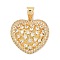 Brass Micro Pave Cubic Zirconia Pendants, Cadmium Free & Lead Free, Heart Charms, Real 18K Gold Plated, Clear, 28.5x29x11mm, Hole: 7.5x5mm