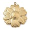 304 Stainless Steel Pendants, Real 14K Gold Plated, Flower, 26.5x22.5x3mm, Hole: 1.5mm