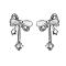 Elegant Stainless Steel Bowknot Stud Earrings, with Rhinestone, Silver, 22.08x16.52mm